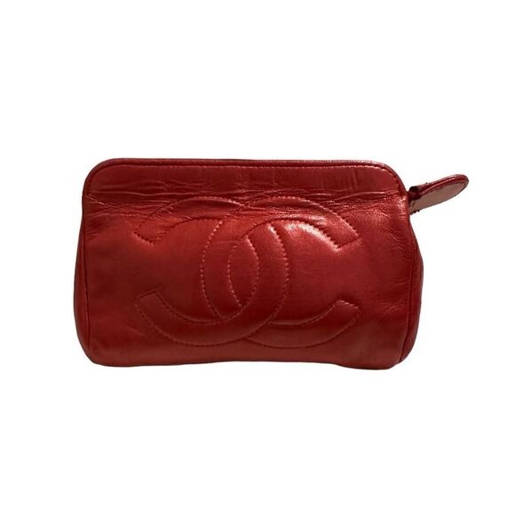 Chanel mini red leather pouch - Picture 8 of 14